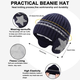 TAGVO Kids Beanie Hat and Scarf Set for Boys, Winter Cold Weather Accessories Set, Warm Thermal Knitted Beanie Hat Neck Warmer Knited Warm Set with Fleece Lining Earmuffs for Children Aged 2-6