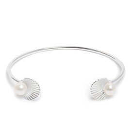Annie Oak Womens 925 Silver Open Shell Bangle Bracelet