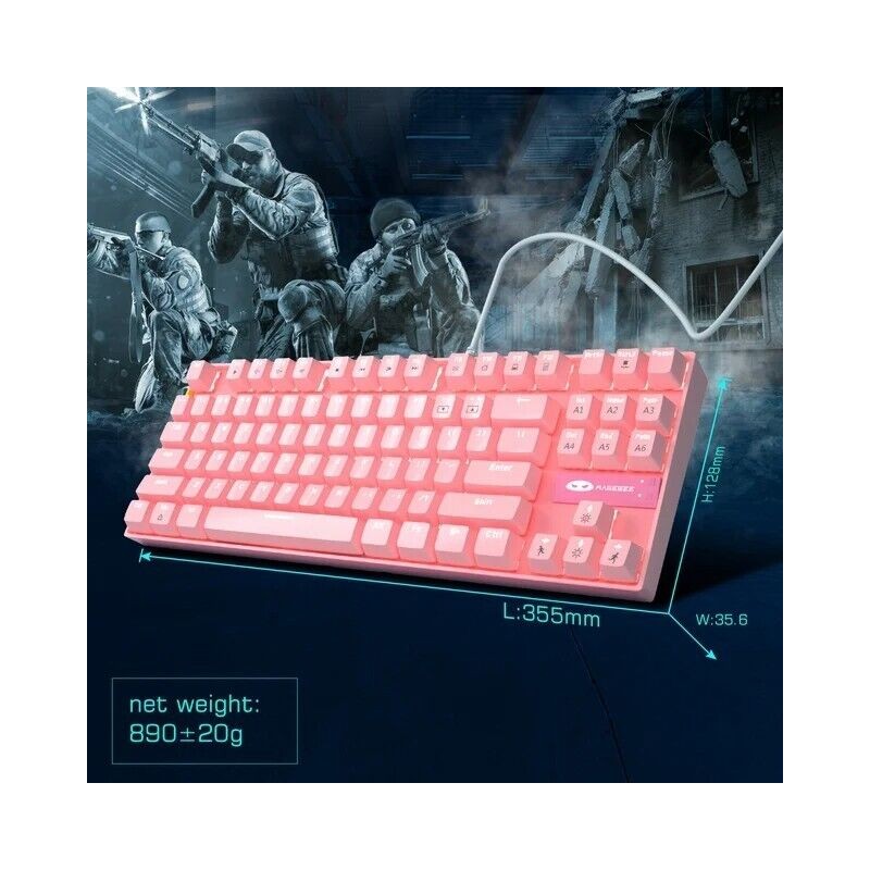 MageGee Pink Keyboard MK-Star Standard Mechanical Wired USB Keyboard Mouse