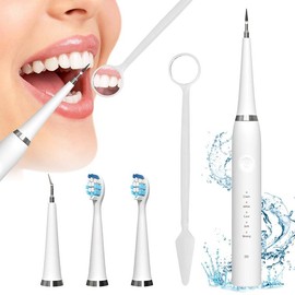 Oceantree Electric Teeth Cleaner Tartar Ultrasonic Tooth Cleaner Teeth Dental Scaler Tartar Remover Usb Electric Tooth Brush Electric Toothbrushes For Adult:_White updated with LED Light