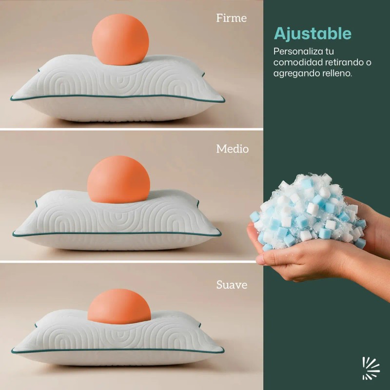 Almohadas Memory Foam King Size Dreamlab Cloud Ajustable Funda Bambú