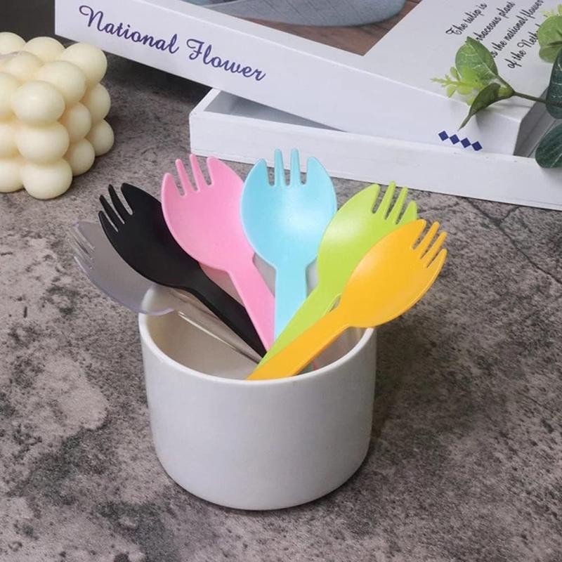 4.3" Mini Disposable Sporks 100ct, Plastic Spork 2-in-1 Utensils, 4