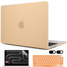 MEEgoodo for M4 MacBook Pro 14 inch Case 2024 2023 2021 A3112/A3401/A3185/A2918/A2992/A2779/A2442 M3 M2 M1 Pro/Max,Laptop Shell with Keyboard Cover & Screen Protector & Webcam Covers, Matte Peach Fuzz