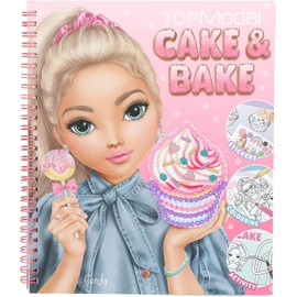 Depesche 13386 TOPModel Cake & Bake - Malbuch mit Pailletten, mit 32 Seiten zum Gestalten von Model- und Back Motiven, inkl. 5 Stickerbogen