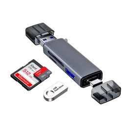 Boulton USB SD Card Reader 3.0 – USBA 3.0 & USBC Card Reader for TF SD SDXC MicroSD Adapter – 3in1 Memory CardReader Adaptor with MicroUSB and USB-C Connectors for SD/Micro SD/UHS-I/SDXC/SDHC/TF