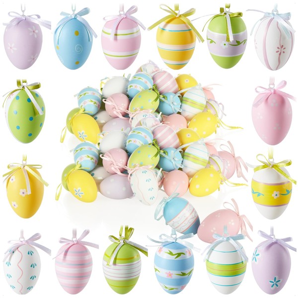 com-four® 72 x Decorative Hangers Easter - Plastic Easter Eggs