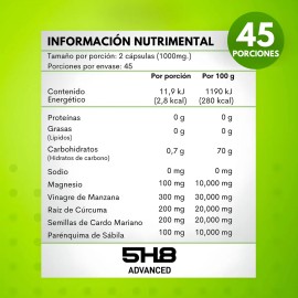5h8 D-tox Vinagre De Manzana,curcuma,cardo Mariano 90pz Sabor Sin Sabor