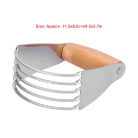 Professional Stainless Steel Dough Blender with Heavy Duty Blades - Perfect for Pastry, Baking, and More, Comfortable Handle, Easy to Clean (Wood)