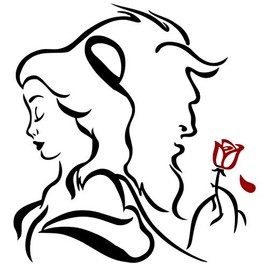 Beauty and The Beast Red Rose, Die Cut Vinyl Decal, for Windows, Cars, Trucks, Toolbox, Laptops,Virtually Any Hard Smooth Surface (6", Black and Red)