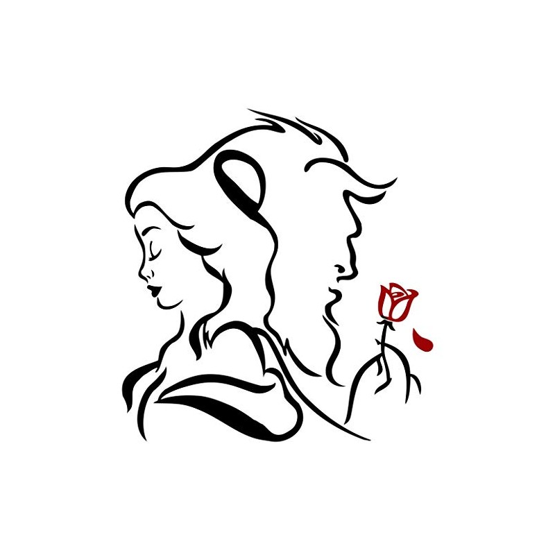 Beauty and The Beast Red Rose, Die Cut Vinyl Decal,