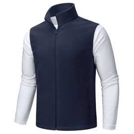 TACVASEN Men's Full-Zip Fleece Vest Casual Lightweight Sleeveless Outerwear Winter Soft Warm Jacket Outdoor Navy S