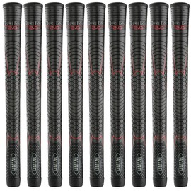 Paquete de 09 empuñaduras de golf Winn tamaño estándar 52DT-JBK tamaño estándar, color negro azabache con diseño rojo. Dri Tac Performance 2.0