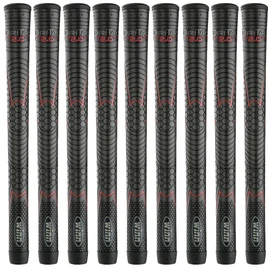 Paquete de 09 empuñaduras de golf Winn tamaño estándar 52DT-JBK tamaño estándar, color negro azabache con diseño rojo. Dri Tac Performance 2.0