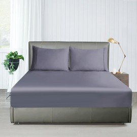 Fitted Sheet 1 Pack Full Size Only Viscose Derived from Bamboo,400 Thread Count,8-16" Deep Pocket,Bottom Sheet Colorfast Soft & Silky & Breathable(1 Fitted Sheet Only, Dark Grey, Full)