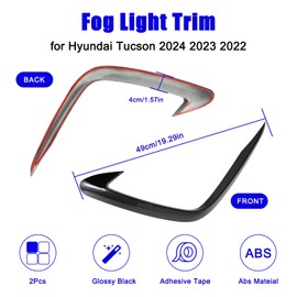 Fog Light Trim for Hyundai Tucson 2024 2023 2022 Glossy Black Fog Light Eyebrow Trim