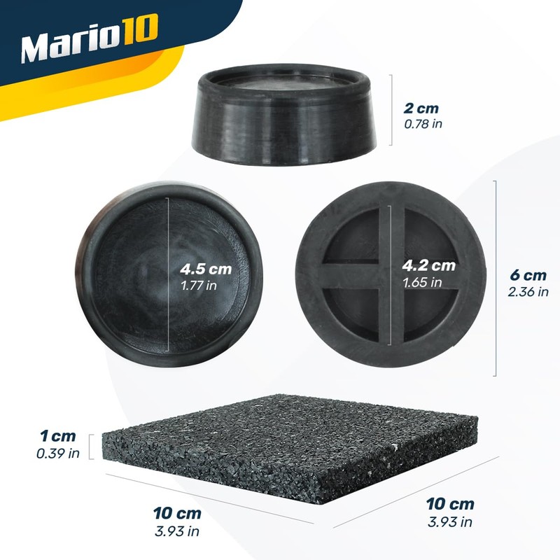 Mario10 Multipurpose Anti-Vibration Pads and Cups (black-cups, set)