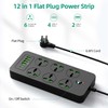 Flat Plug Extension Cord, Power Strip with 6 Universal Outlets
