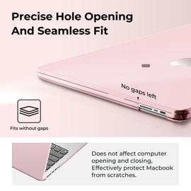 EooCoo Case Compatible with MacBook Air 13 inch Case for 2025-2022 M4 M3 M2 Chip Model A3240 A3113 A2681, Protective Plastic Hard Cover Shell for MacBook Air 13.6 inch Laptop - Crystal Pink