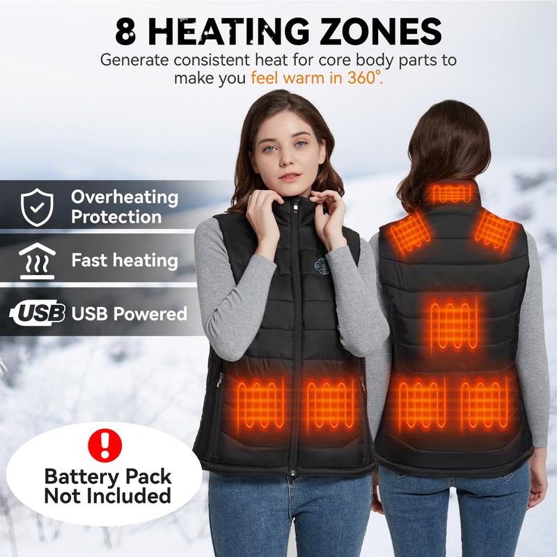 KOVNLO Womens Heated Vest, 5 in 1 Smart Controller, Lights-out