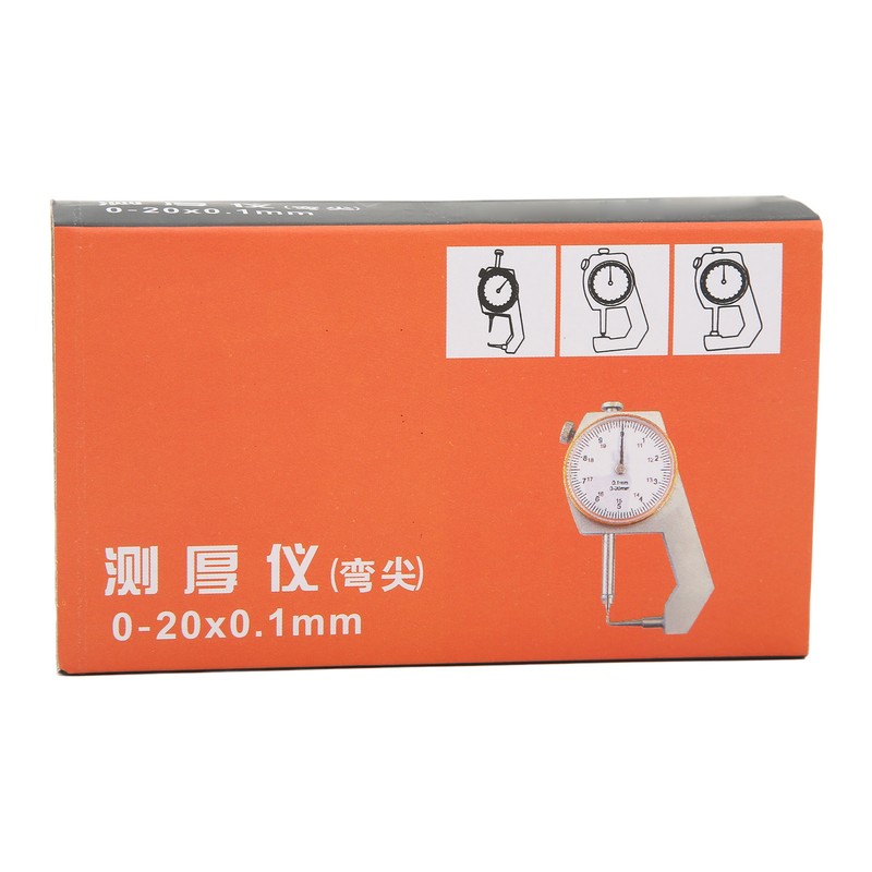 0 to 20mm Curved Tip Thickness Meter 0.1mm Resolution Precise