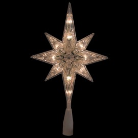 10" White Lighted Faceted Star of Bethlehem Christmas Tree Topper - Clear Lights