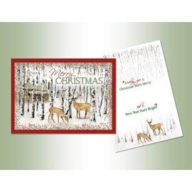 Performing Arts Glitter Embellished, Full Color Inside Design Deer and Birches Stationery Paper, 66198-14