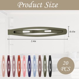20 Pieces Snap Hair Clips,Slip Metal Hairpin,6cm Barrette Color Clips,Simple Flat Hair Clip Small Ellipse,Broken Hairpin Headdress,for Women Girls Thin Thick Fine Long Short Styling Retro Decoration.