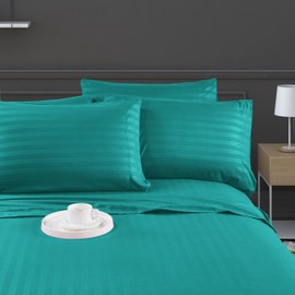 Mocassi Twin XL Stripe Sheet Set - Luxury Hotel 1800 Premier Bedding Sheets & Pillowcases - Ultra Soft Breathable & Cooling Bed Sheets - Wrinkle Resistant - 4 Piece Set - Twin XL, Teal