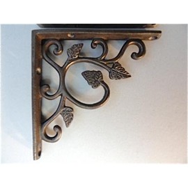 Pair of small cast Iron wall mounted antique style leaf sample, shelf brackets, wall bracket.