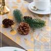 100%Mosel Table Runner, Linen Look, Natural, Pine Cones in Gold,