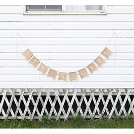 dealzEpic IT'S A GIRL - Rustic Burlap Banners with Pink Feet Prints for Baby Girl Gender Reveal Party Decoration