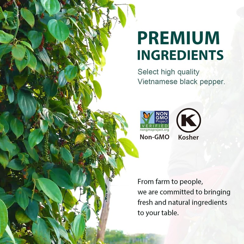 Soeos Black Peppercorns, 8oz (Pack of 1), Non-GMO, Kosher, Packed