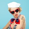 KRYMSON 2-Piece Nautical Scarf, Red/Blue/White Square Scarf, Nautical Sailor Costume