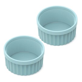 Silicone Ramekins 8 oz Oven Safe, 2Pcs Creme Brulee Ramekins 8 oz, 4 inch Silicone Ramekin for Baking Souffle, Custard, Pudding