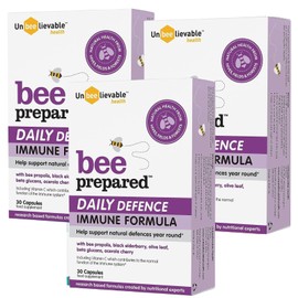 Unbeelievable Health Bee Prepared Daily Defence Immune System Formula - Created by Nutritional Experts - Contains Bee Propolis, Elderberry and More – Immunity Support Supplement - 3 Pack