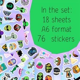 UFO Stickers, Alien Stickers for Water Bottles and Laptops - UFO Party Gifts and Decorations, Waterproof Vinyl Stickers, Space and Fun Stickers - UFO Stickers, Alien Stickers