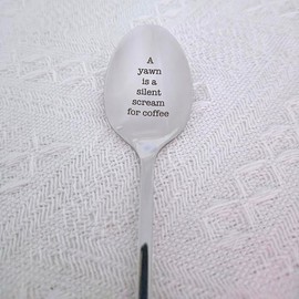 Coffee Gift Spoons for Women Men A Yawn is A Silent Scream for Coffee Spoon for Best Friend Coffee Gifts for Him Her Christmas Birthday Gifts for Coworker Coffee Lovers Spoons