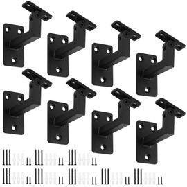 Patioer Adjustable Handrail Bracket, 3" Heavy Duty Swivel Hand Rail Bracket for Stair Railing Staircase, Matte Black (8 Pack)