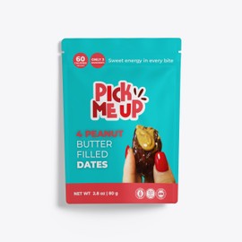 Pick Me Up Snacks – Pack of 10 Organic Peanut Butter-Stuffed Medjool Dates – 4 Dates per 2.8 oz Pack – Vegan, Gluten-Free, No Added Sugar – Healthy On-the-Go Energy Snack