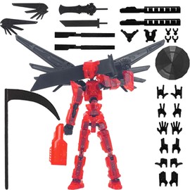 Binvin Assembly Completed T13 Action Figures 3D Printed T13 Action Figure, Multi-Jointed Robot Movable N13 Action Figure, Lucky Nova 13 Action Figure Decorative Toy Desktop Decorations (Red)