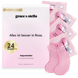 grace & stella - Eye Pads Against Dark Circles, Eye Pads Reduce Dark Circles, Eye Pads Against Bags and Wrinkles, Cooling and Refreshing Eye Pads Masks, Gel Eye Pads [24 Pairs, Pink]
