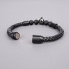 COAI Spartan Matte Onyx Genuine Leather Stone Beaded Bracelet for