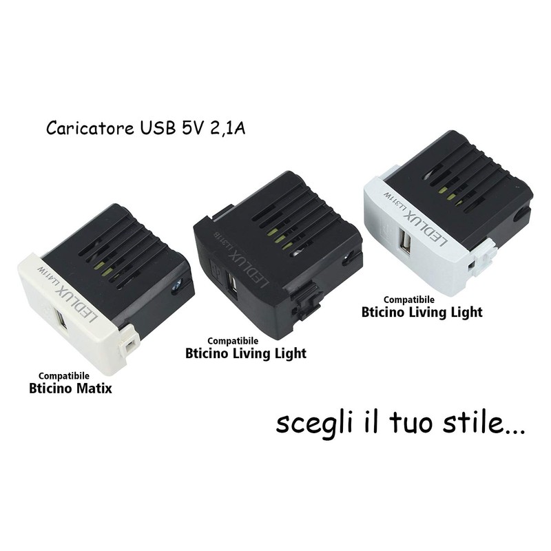 2 USB Charging Modules 5V 2.1A Compatible with Bticino Living