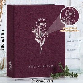 Lanpn Photo Albums 7x5 200 Photos, Linen Cover Acid Free Pocket Photo Book Picture Album Holds 200 Landscape Only 7 x 5 Picture (Purple,13x18 cm)