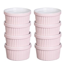 8 Oz Ceramic Ramekins Set of 8, Porcelain Creme Brulee Souffle Ramekins for Baking, Pudding Custard Cups, Dipping Sauces, Dishwasher and Oven Safe