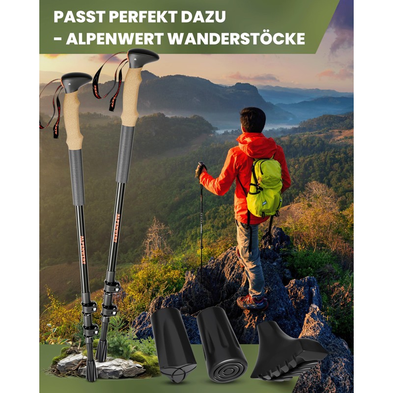 ALPENWERT Nordic Walking Poles Rubber Buffer Gravel [Pack of 10
