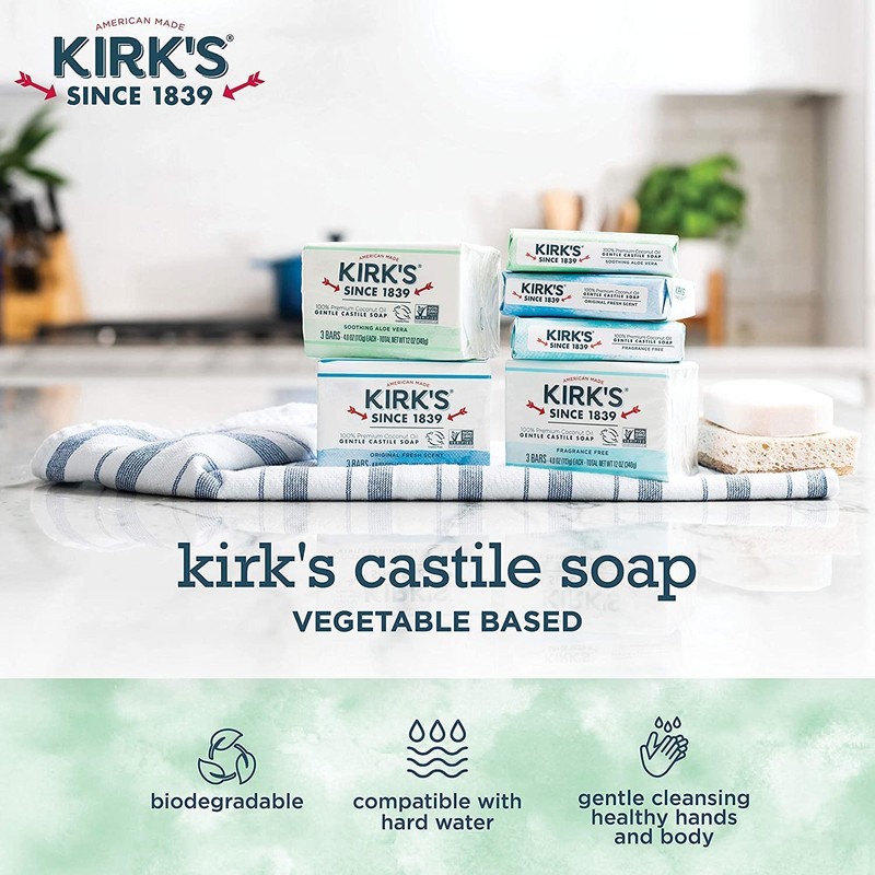 Kirk's Original Coco Castile Bar Soap Soothing Aloe Vera, 4