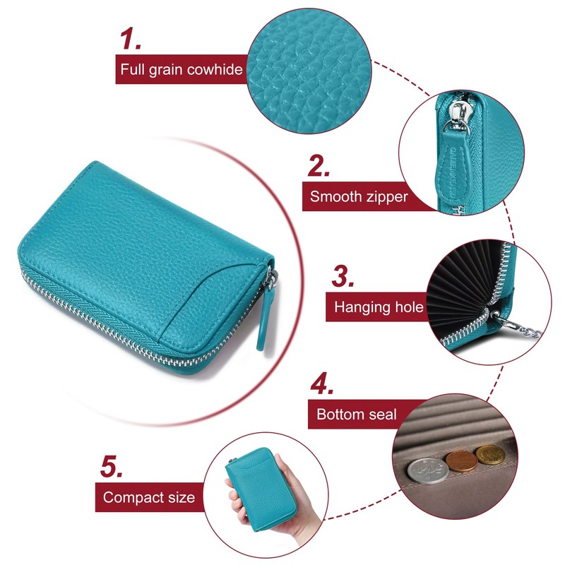 GADIEMKENSD Credit Card Holder RFID Protection Leather Wallet 14 Compartments