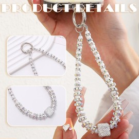 2 Pieces Phone Wrist Strap Pearl Beaded Phone Charm Cell Phone Strap Detachable with Tether Tab, Hands-Free Wristlet Bracelet Phone Lanyard Wrist