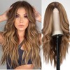 WOKESTAR Long Brown Wavy Wigs for Women Synthetic Wig for